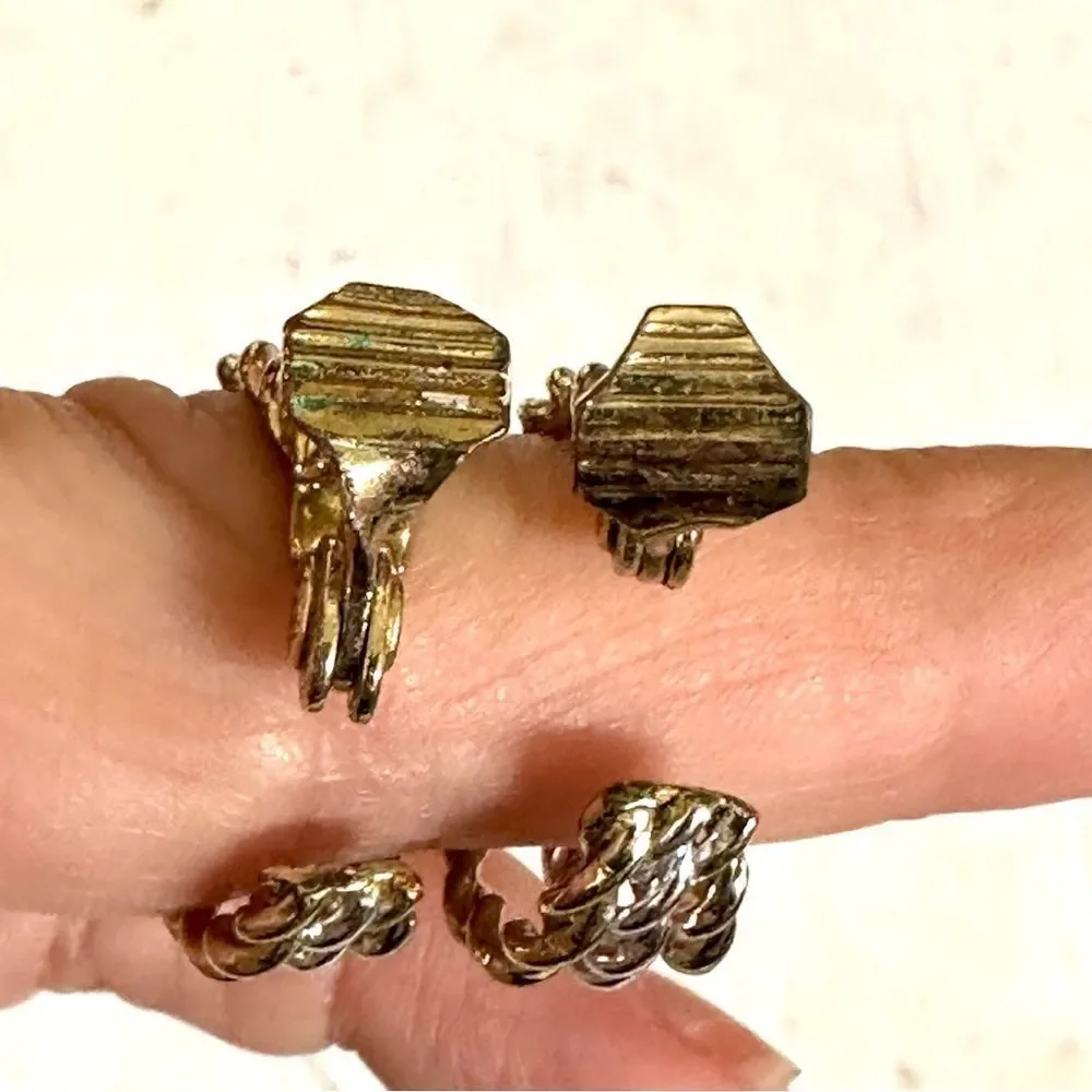 NWH silver and gold tone clip on earrings